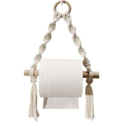Porte-Papier hygiénique, Porte-Rouleau de Papier Toilette en macramé tissé pour Salle de Bain de Toilette, Ports Suspendus de Salle de Bain à la Main (Sans crochet) (1/5)
