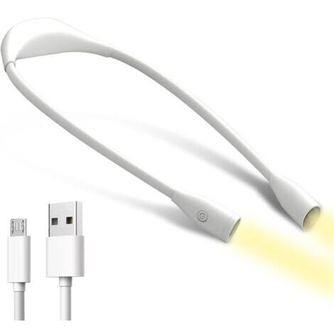 Lampe de lecture de cou livre Lampe de lecture LED Rechargeable Lampe de travail 3 couleurs Réglable Bras Lampe de cou pour lire, tricot, couture, camping, jogging, câble USB inclus (1/5)