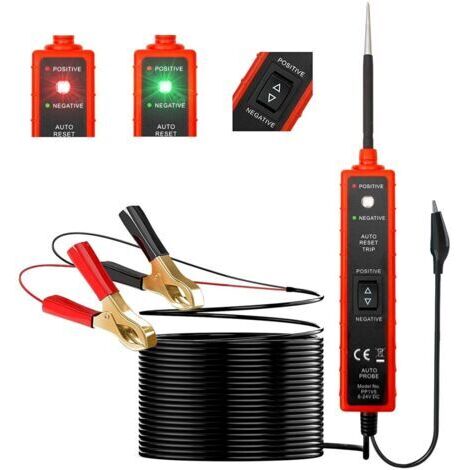 Testeur de sonde de court-circuit 6-24 V avec lampe de test LED, emplacement de suivi de court-circuit et alarme sonore, testeur de circuit automatique, fonction de test de polarité et de continuité (1/5)