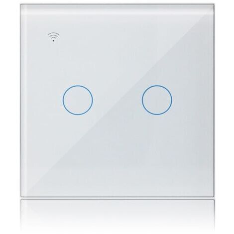 Interrupteur Tactile Connecté 2 Gang 1 Voies Compatible avec Alexa, Interrupteur Lumineux Mural Tuya Smart Life App Intelligent Contrôle