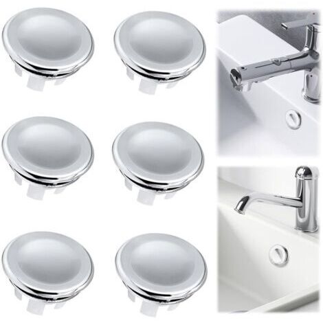 Lot de 6 Bouchons de Trop-Plein placage Débordement d'Évier de Lavage de Salle de Bains de Cuisine Couvercle de Trop-Plein pour Lavabo Bouchon Trop Plein Evier Pour Lavabo,Salle de Bain,Cuisine (1/5)