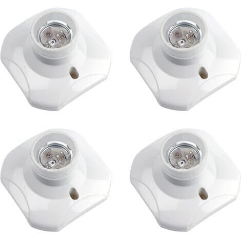 Douille de plafonnier E27 à vis, douille murale/murale avec culot E27, AC 230 V, porte lampe carrée blanche, base support plastique pour lampe de garage plafond, lot de 4