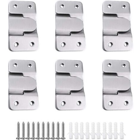 6 Paires [12 pack] Support de Montage Dissimulé Embarqué Interverrouillage Pendaison Boucle Quincaillerie Murale en Acier Inoxydable pour Accrocher la Photo Miroir Cadre Dosseret Meubles