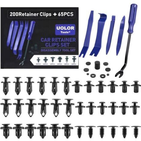 265 Pièces Rivet Clips Plastique Clips d'Aile en Plastique Universels Clips Voiture Attaches de Pare Chocs Clips à Rivets Kit de Remplacement Vis d'Expansion avec Attache Remover Outils