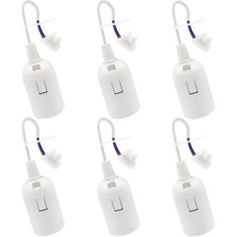 6 PCS Douille de Lampe E27 Support d'ampoule E27 rénovation Douille Blanc Douille de Bâtiment avec Câble Douille de Chantier 4A 250V Base de Lumière Douille de Suspension (max.60W)