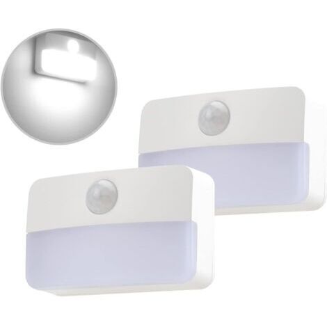 Veilleuse avec détecteur de mouvement, lumière à capteur, 2 lampes LED pour armoires, lampe d'appoint fonctionnant sur piles,blanc froid (1/5)