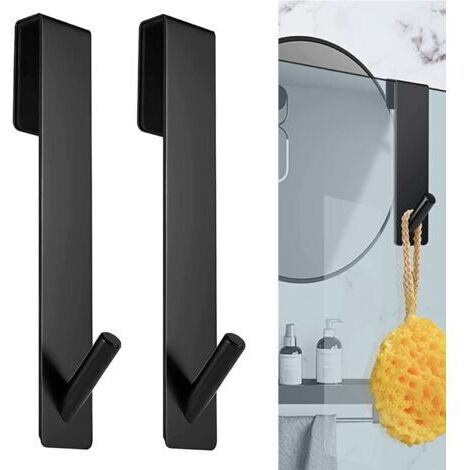 2 Pièces Crochets de Porte de Douche - Crochets de Suspension pour Serviettes Sans Perçage - Crochet douche,Crochets de porte pour portes de douche en verre sans cadre(17,8cm)