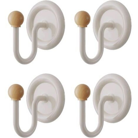 Lot de 4 Crochets Adhésifs Sans Percer – Ronds avec Veines de Bois, Multifonction pour Serviettes & Robes de Bain, Supports à Murs pour Salle de Bain, Cuisine, Toilette & Buanderie