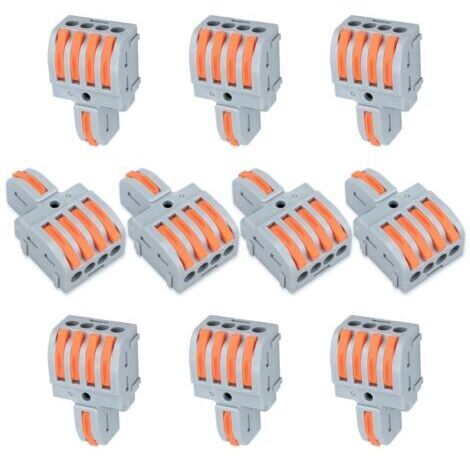10 connexions ternimal, pince de connexion 1 - in 4 - out, avec levier, connecteur de câble, avec pince de conducteur 0,2-4 mm², pour projets de bricolage (1/5)