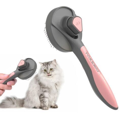 Brosse pour chat, brosse pour chien, brosse autonettoyante enlève le sous-poil, les poils courts à longs, convient pour brosse douce pour chat, brosse à pic, poils courts à poils longs, brosse à défeu