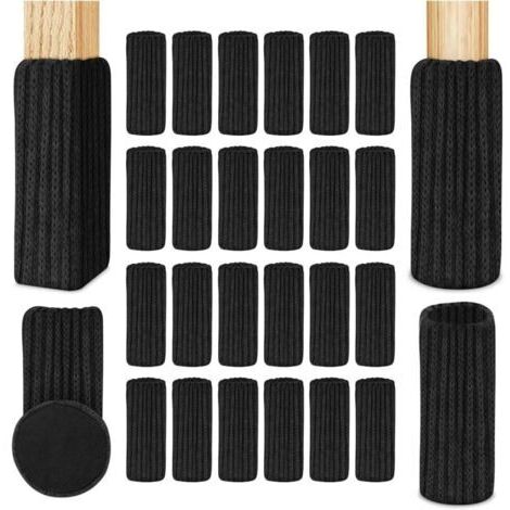 Chaussette Chaise pour Pieds de Chaise, 24pcs Chaussettes de Chaise Mobilier en Feutre, Patins Antidérapants pour Convient aux Pieds de Chaise, Évitez Les Rayures et Le Bruit, Noir