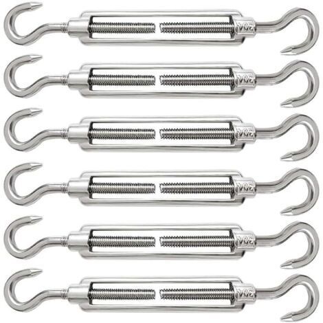 6 Pièces Tendeur Cable M5 Tendeur Cable Inox 304 Réglable Crochet de Ridoir et Crochet pour Tendeur de Fil Cable Acier Corde Crochet Tendeur Accessoires