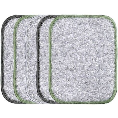 Lot de 5 torchons en fil métallique anti-rayures, chiffon de nettoyage à double usage, extérieur texturé solide, design sûr pour usage sec et humide, pour ustensiles de cuisine, grill, four, évier (1/5)