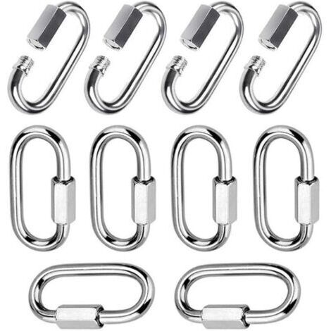 10 Pièces Mousqueton a Vis M6 Maillon Rapide en Acier Inoxydable 304 Mousqueton à Verrouillage avec Capuchon à Vis Mousqueton Fixe pour Connecter des Cordes Chaînes Gréement (1/5)