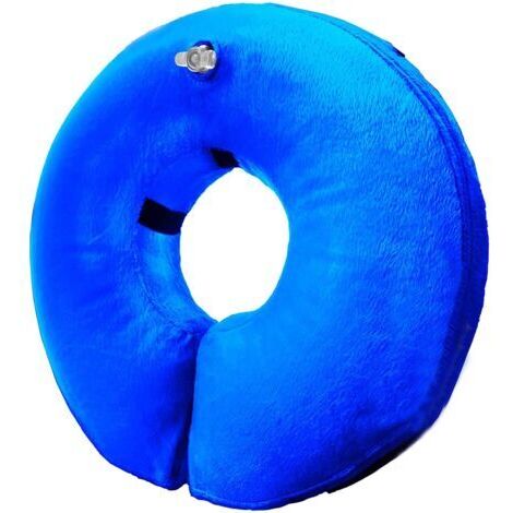 Collier de protection, gonflable, M 27 cm, bleu