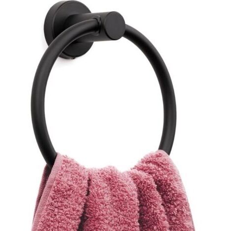 Anneau Porte-Serviettes Noir Mat Porte-essuie-Mains Moderne pour Mur de Salle de Bain Acier Inoxydable SUS304 Noir Mat