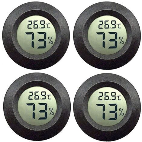 Ensemble thermomètre et hygromètre d'ambiance 4 pièces, portable, noir