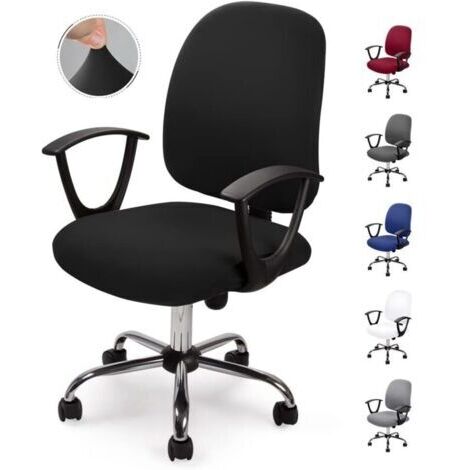 Housse de chaise de bureau Housses de chaise Amovible universel Moderne Simplism Style rotatif Housses de chaise pour Fauteuil de Bureau Rotatif Chaise pivotante Accoudoirs Chaise (Noir, 1)NO Chaise (1/5)