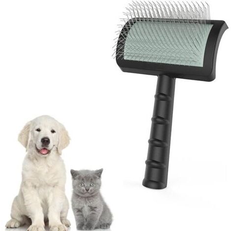 Brosse extra longue pour poils de grand chien Brosse métallique de toilettage pour animaux de compagnie, poils morts et morts Enlève les souspoils épais, les poils emmêlés, les squames, la (1/5)