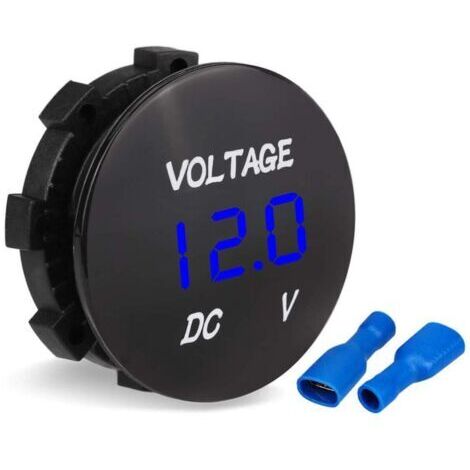 Voltmètre Moto, Voiture Moto Led Affichage Numérique Voltmètre Dc Voltmètre 12V-24V pour Bateau Moto Camion Marine (Bleu)- (1/5)