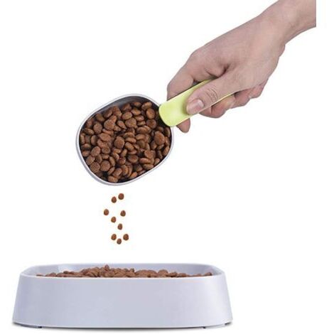 Cuillère à nourriture pour animaux domestiques durable avec poignée en plastique avec clip pour chien, chat et oiseau (1/5)