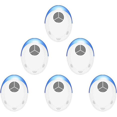 Lot de 6 répulsifs rongeurs et insectes, répulsif à ultrasons, non toxique, sans odeur, très efficace, puissant, blanc