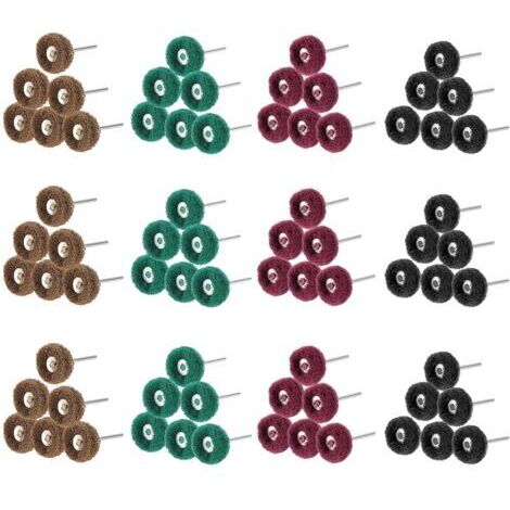 Lot de 80 Roues de polissage abrasif de 25 mm, Accessoires de polissage pour outils rotatifs Dremel,tampon à récurer et queue en métal