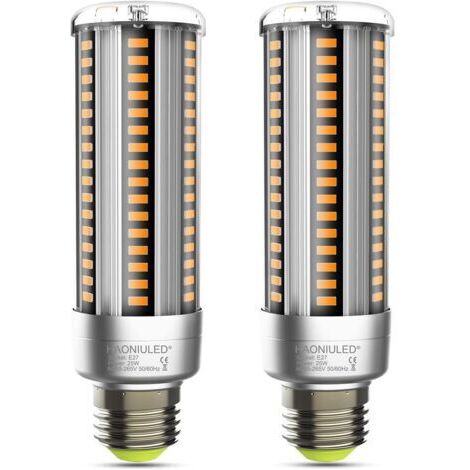 Ampoule LED E27 25 W, blanc chaud 2 700 K, angle de 360 °, non variable, sans scintillement, ampoule LED E27 en forme de maïs, lot de 2