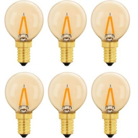 G40 Vintage Mini Ampoule E14 LED 1W, Ambre Edison Ampoule E14 de Remplacement 10W pour Lumières Décoratives, Blanc Chaud 2200K, Non Dimmable, Lot de 6 (1/5)