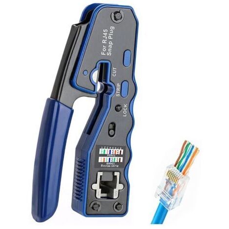 Pince à sertir cosse,Pince à sertir RJ45, Testeur de Réseau, Pince à dénuder, Installation Professionnelle de Réseau,Pince à Sertir Outil Sertissage RJ45 Pince Sertir Traverser Pour Réseau Ethernet RJ