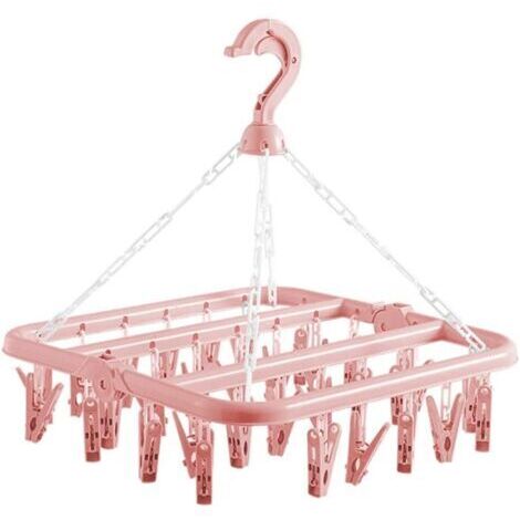 Cintre de séchage de vêtements avec 32 pinces et égouttoir pliable, support de suspension multifonctionnel coupe-vent pour chaussettes