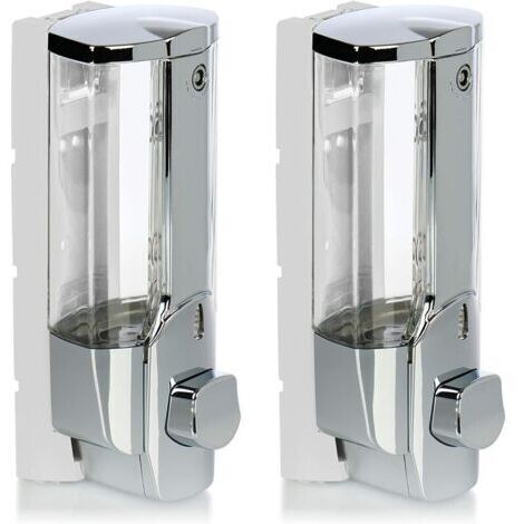Distributeur de Savon 2X pour Montage Mural - Distributeur de Savon Mural, Rechargeable - Distributeur de Savon pour Gel Douche et shampoing (chromé)