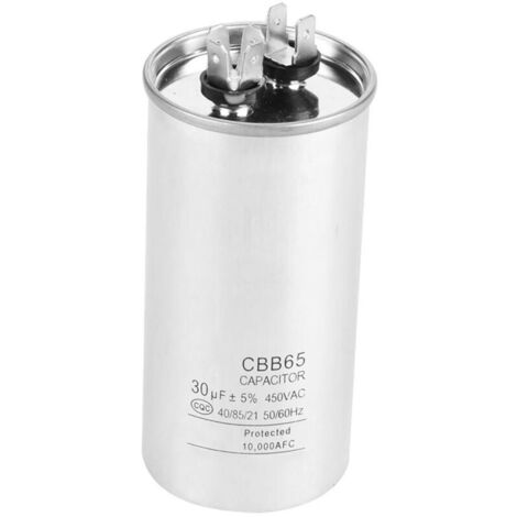 Condensateur cylindrique CBB65A-1 30 µF AC 450 V pour moteurs de climatiseurs et réfrigérateurs