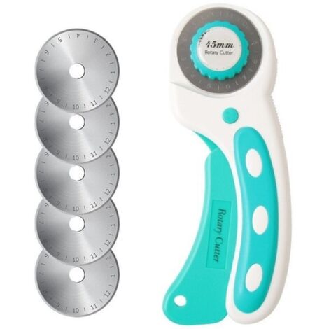 Cutter Rotatif Couture 45mm, Kit de Couteau Roulette Couture avec 3 Lame de Rechange et Découpe Précise Mécanisme de Protection, Couteau Rotatif pour Papier, Tissu, Cuir, Scrapbooking Marque : Ceisazi
