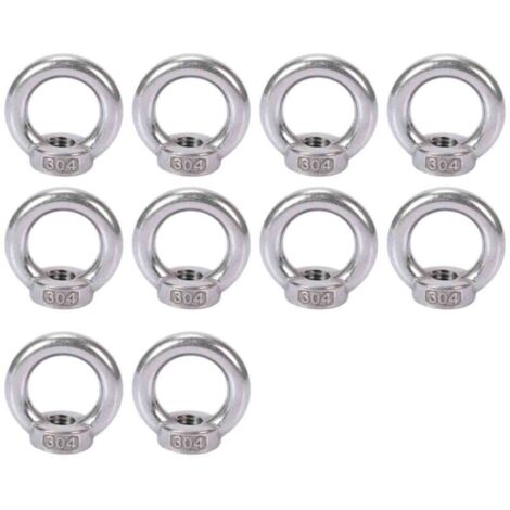 10PCS Écrou à oeil de levage, écrou à anneau femelle pour le levage de l'acier inoxydable 304Pack-of-10, M8