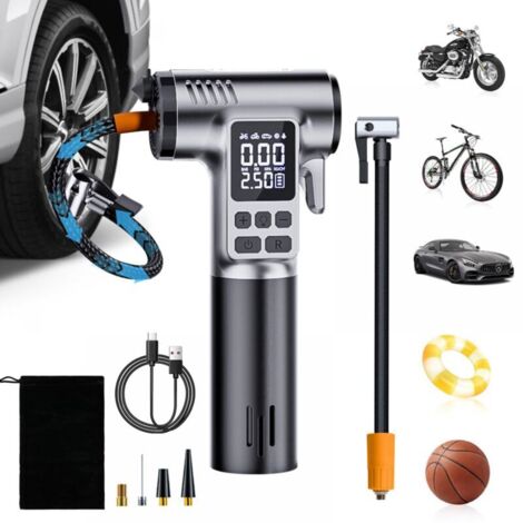 Gonfleur Pneus Voiture sans Fil, Compresseur à Air Portatif 4000mAh,150PSI, avec éclairage LED, Marteau de Sécurité, 5 Modes,Compresseur Voiture Rechargeable pour Moto, Vélo, Voitures (1/4)