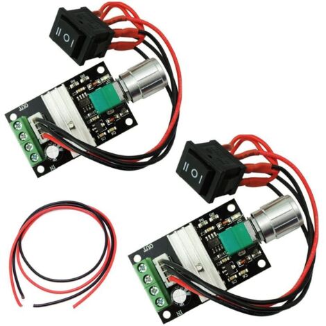 2Pack 6V 12V 24V 3A 80W Contrôleur de vitesse du moteur PWM Mini,DC Moteur Contrôleur de Vitesse,Réglable PWM Commutateur, Interrupteur de Pilote de Moteur Réversible Réglable