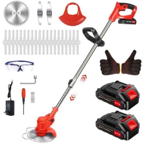 Débroussailleuse sans fil 21V - Coupe bordures avec Capot de protection, 2 batteries et chargeur pour Jardin, Léger et Facile (1/4)