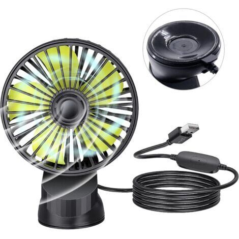 Ventilateur de voiture USB avec ventouse, 1 pièce 5 V 1 A USB Ventouse Ventilateur électrique portable Ventilateur de bureau avec 3 vitesses pour tableau de bord de voiture Fenêtre Bureau à domicile