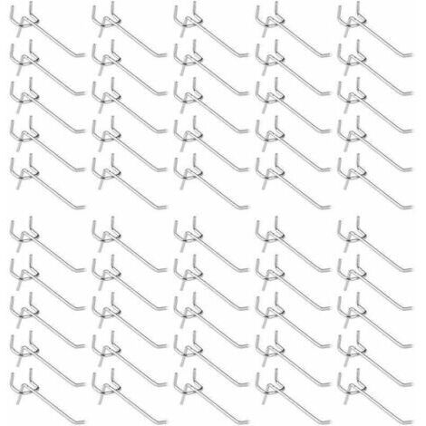 50 Pièces Crochets pour Panneau Perforé,Crochets pour étagères Murales pour Affichage Panneau Perforé Garage Magasin Outils Rangement Cintre Crochets pour étagères Murales (1/5)