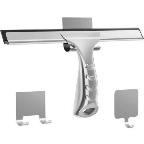 Raclette de douche, raclette pour fenêtre, essuie-glace en acier inoxydable, raclette multifonction avec crochet carré, adaptée pour la salle de bain, la cuisine, les miroirs, les voitures, les fenêtr