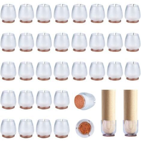 12-16mm Protection pour Meubles, 80 Pièces Silicone Transparent Embout de Chaise pour Les Jambes Rondes de Chaise