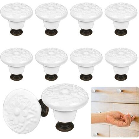 Boutons de Porte Céramique, Boutons de Tiroir, Boutons de Meuble en Céramique Style Vintage Fleuri Avec Vis(12 pcs)