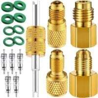 Adaptateur de réservoir de réfrigérant R134a R134a en laiton 1/4" à 1/2" Adaptateur de connexion de port de pompe à vide R134a Adaptateur de connexion de port de pompe à vide 1/2" à 1/4"