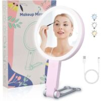 Miroir Grossissant Lumineux 20X/1X avec 64LED Double Face Rechargeable Mirroir Maquilleur Pliable Miroir avec Lumiere Miroir Eclairant pour Maquillage,Salle de Bain,Voyage,Bureau Cadeau