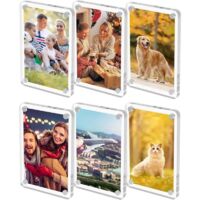 Lot de 6 cadres photo magnétiques pour réfrigérateur, aimants pour cadres photo en acrylique 6 x 9 cm, mini cadres photo pour Polaroid, cadre magnétique transparent double face pour Instax Fujifilm