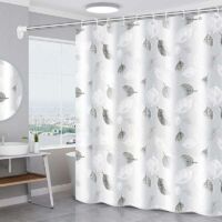 Rideau de Douche,Rideau de Douche en Polyester,Anti-moisissure Rideau de Douche,Rideau de Douche Transparent,Lavable Rideau de Douche,Rideaux de Douche Blanc en Tissu (180x180cm,Feuille)