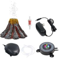 Aquarium Volcano Decoration Kit avec Pompe à Air, coloré LED lumière air Pierre Bulle décoration Aquarium Aquarium décoration Aquarium Aquarium