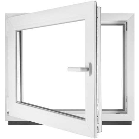 BauPlaza - Finestra Serramenti in pvc bianco - vetro camera Larghezza x Altezza 120 x 70 cm apertura sinistra 1200 x 700 mm funzione girevole