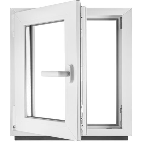 BauPlaza - Finestra Serramenti in pvc bianco - Vetro triplo Larghezza x Altezza 80 x 80 cm apertura sinistra 800 x 800 mm funzione girevole
